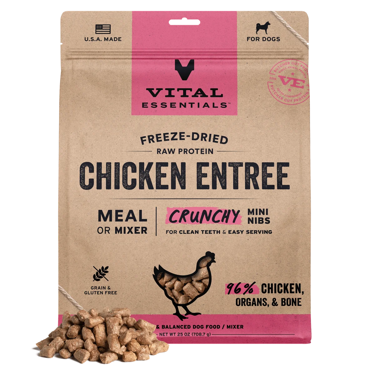 Vital Essentials Freeze Dried Chicken Entree Mini Nibs (25 oz)