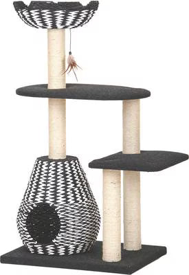 Petpals Black & White Handwoven Cat Tree