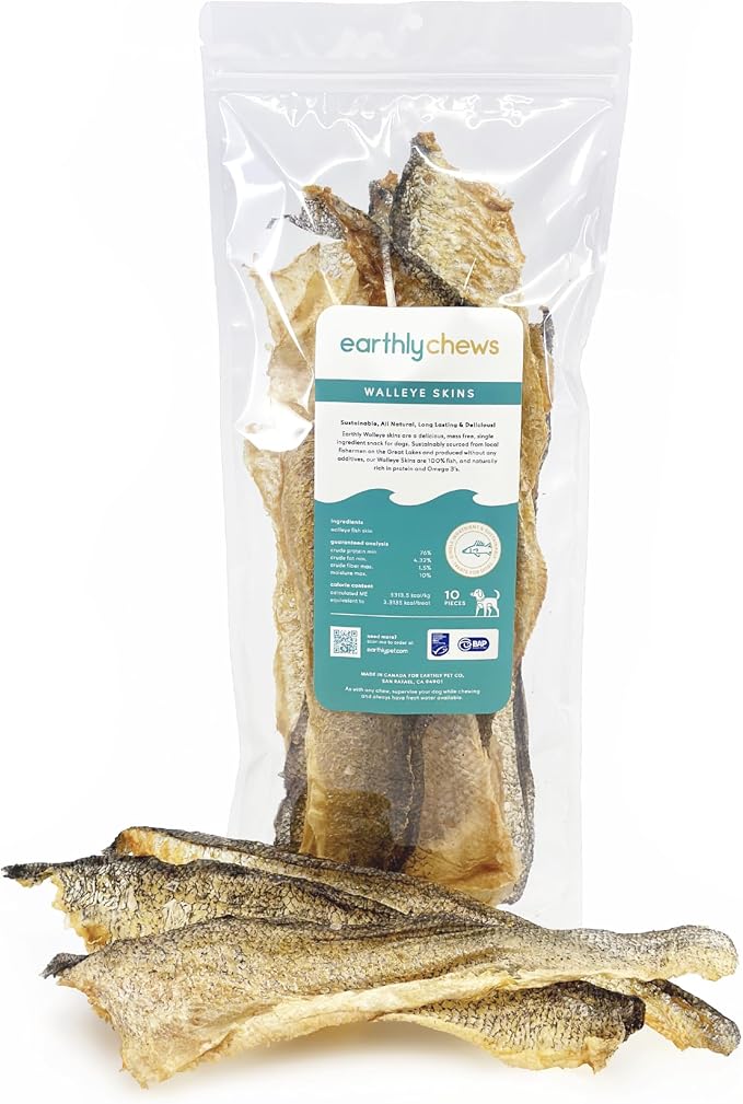 Earthlychews Walleye Skins 10 pieces
