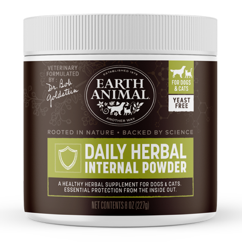 Earth Animal Daily Herbal Internal Powder jar on a white background