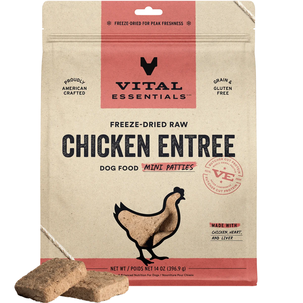 Vital Essentials Freeze Dried Chick Entree Mini Patties (14 oz)
